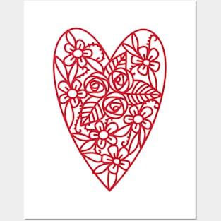 Filigree Floral Heart Posters and Art
